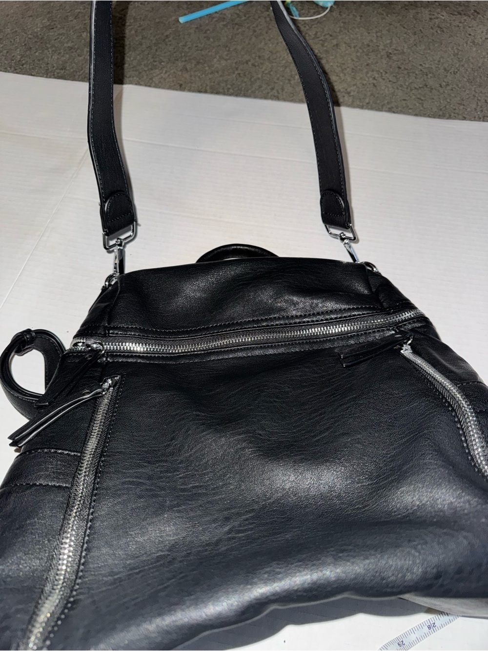 Miztique Black Leather Backpack with Silver Hardware - Picture 2 of 4